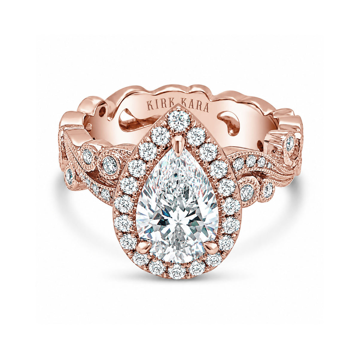 Whimsical Swirl Halo Diamond Engagement Ring