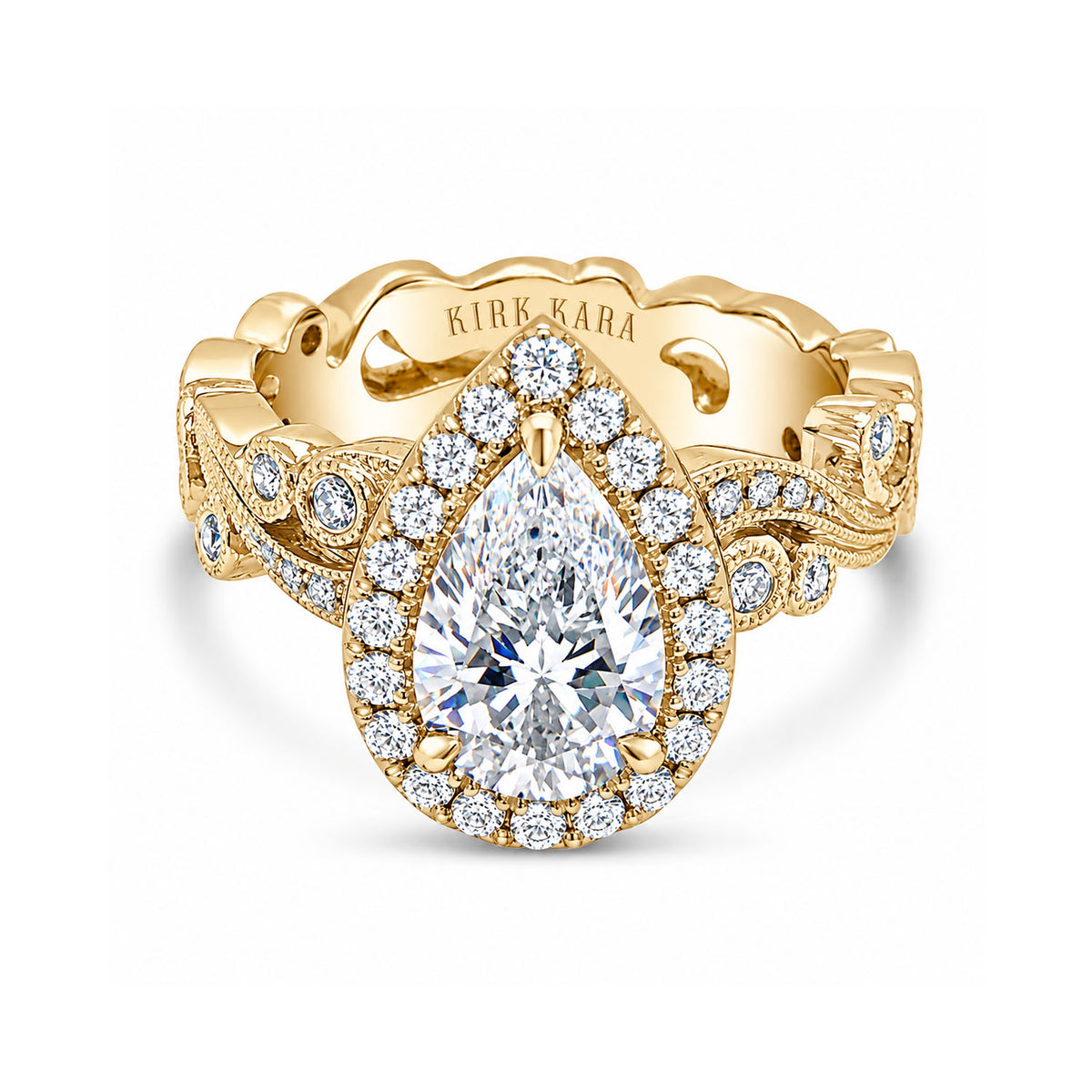 Whimsical Swirl Halo Diamond Engagement Ring