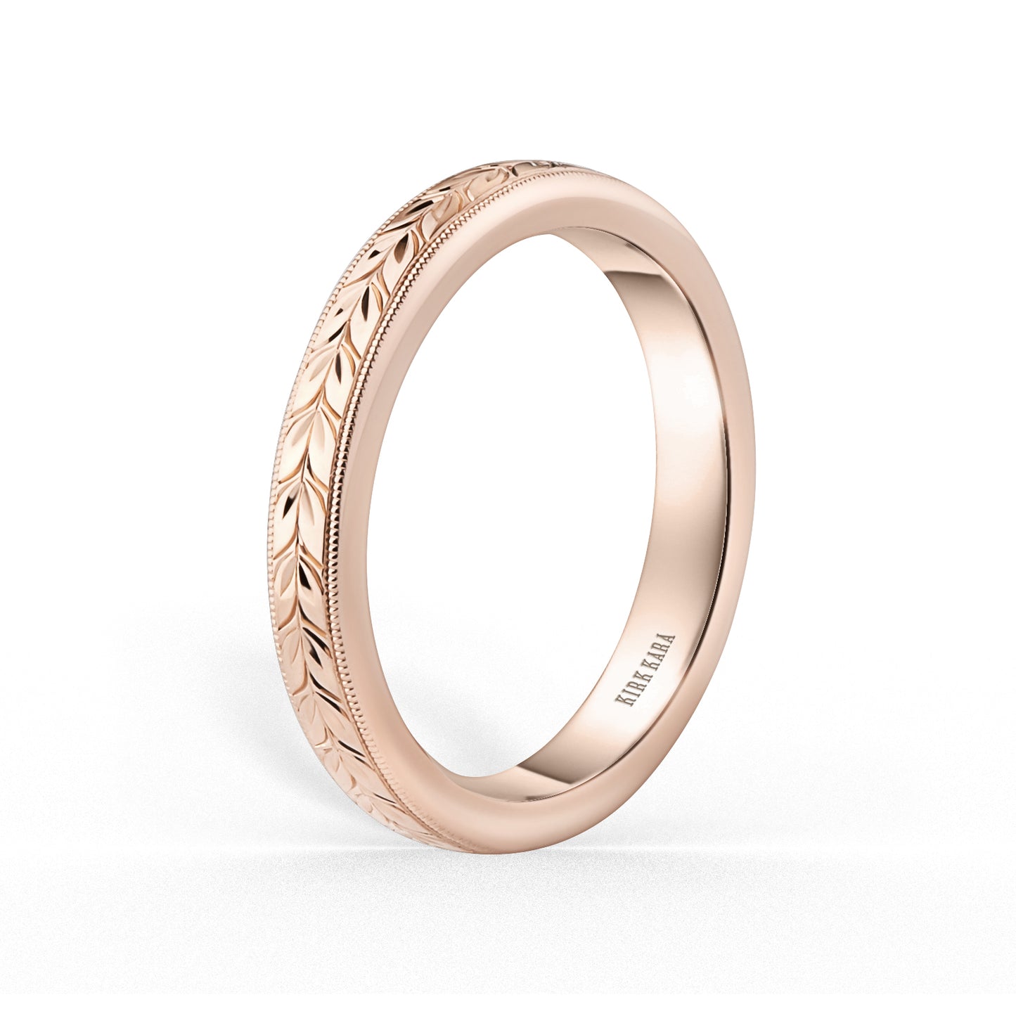 Thin Floral Engraved Wedding Band, 3mm