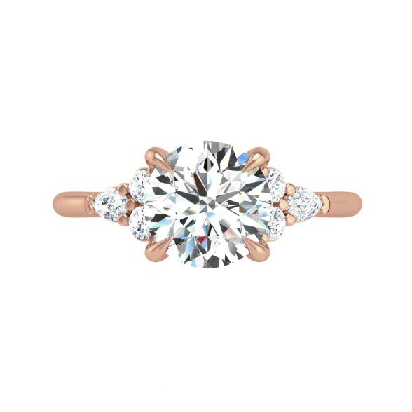 Preset Cluster Side Stone Round Lab Diamond Engagement Ring