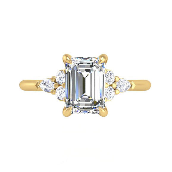 Preset Cluster Side Stone Emerald Lab Diamond Engagement Ring