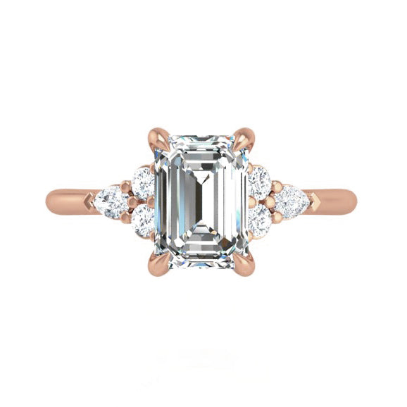 Preset Cluster Side Stone Emerald Lab Diamond Engagement Ring