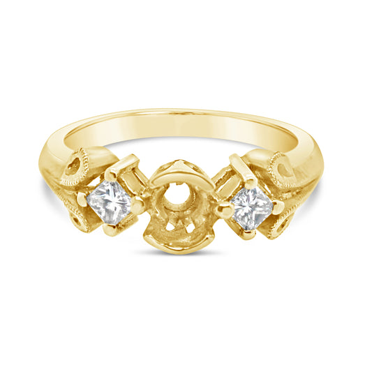 14K Yellow 3-Stone Fancy Diamond Engagement Ring