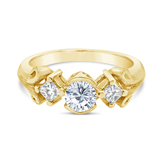 14K Yellow 3-Stone Fancy Diamond Engagement Ring