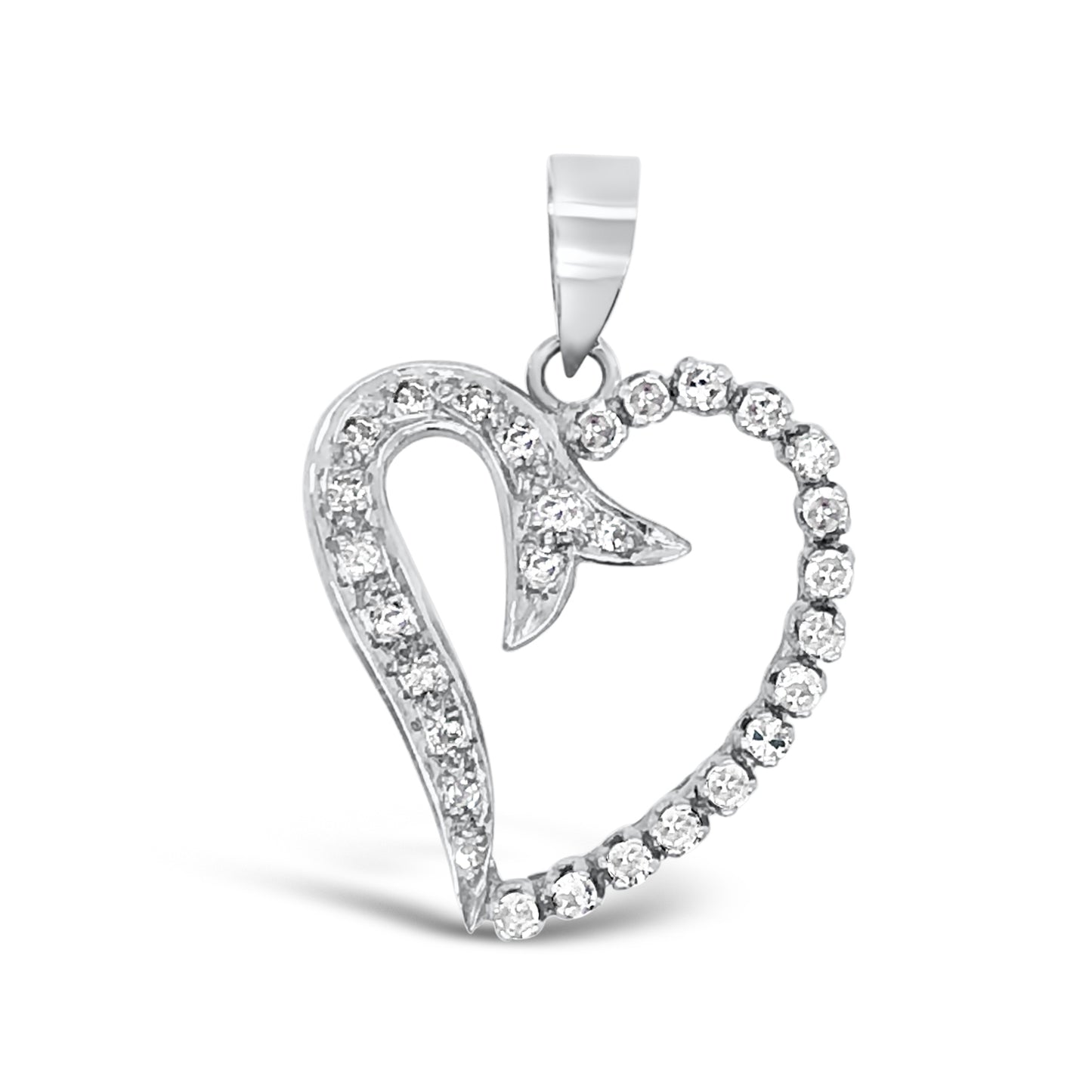 14K White Gold Diamond Heart Pendant