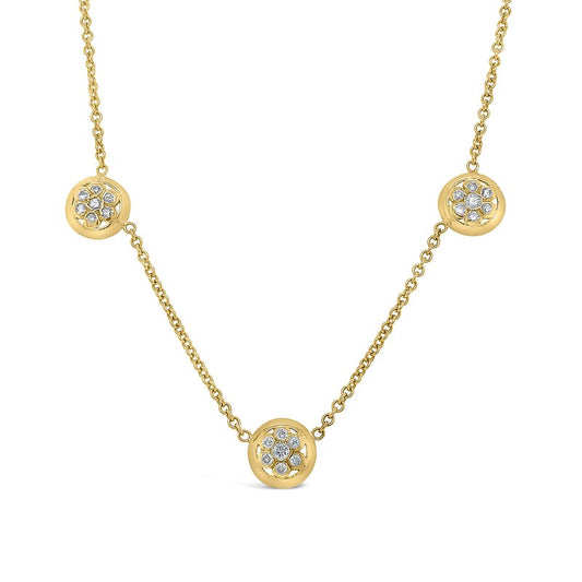 14K Yellow Gold Diamond Station Necklace