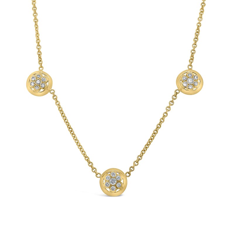 14K Yellow Gold Diamond Station Necklace