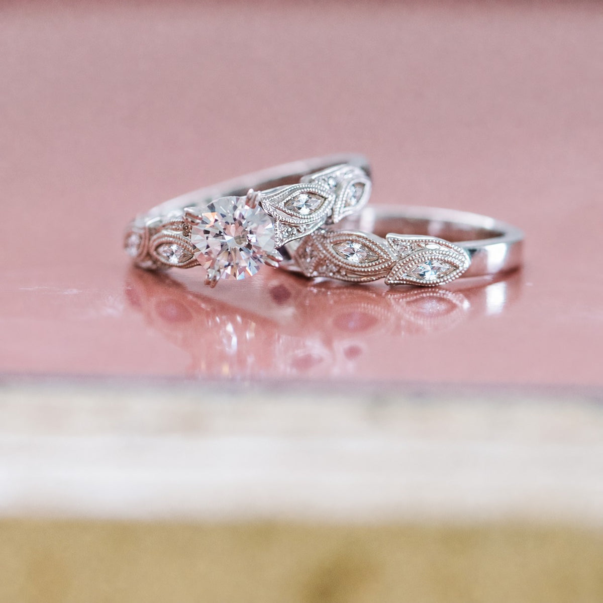 Botanical Floral Marquise Diamond Engagement Ring