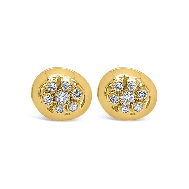 14K Yellow Gold Diamond Stud Earrings