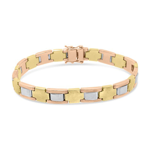 18K Tri-Tone Gold Link Bracelet Retro