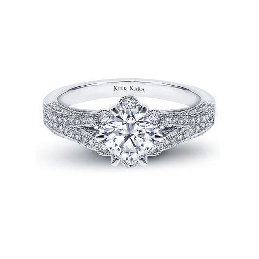 18K White Gold Flower Halo Engagement Ring