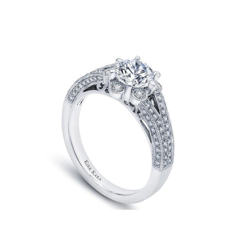18K White Gold Flower Halo Engagement Ring