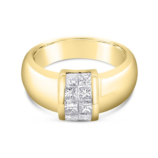 18K Yellow Vintage Two Row Princess-Cut Diamond Band