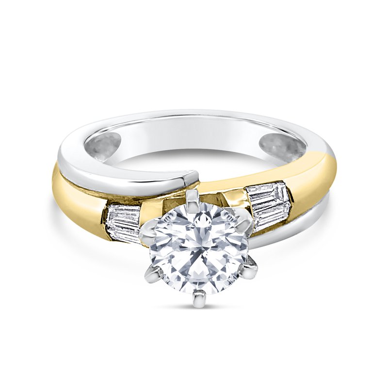 Platinum and 18k Yellow Gold Baguette Engagement Ring