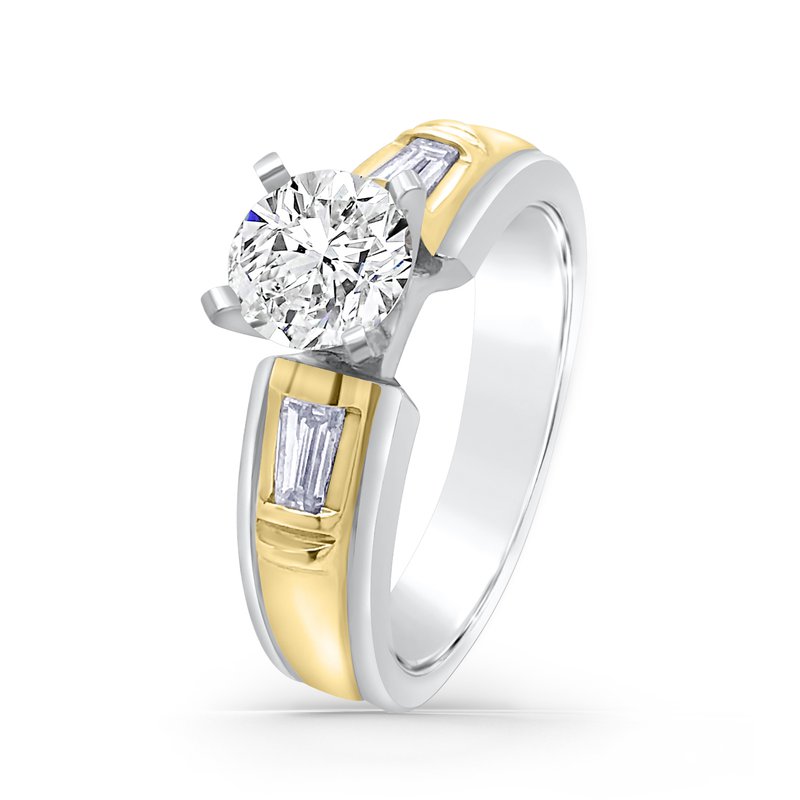Platinum and 18k Yellow Gold Baguette Engagement Ring