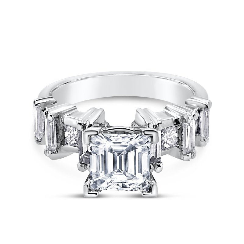 Platinum Retro Princess Diamond Engagement Ring