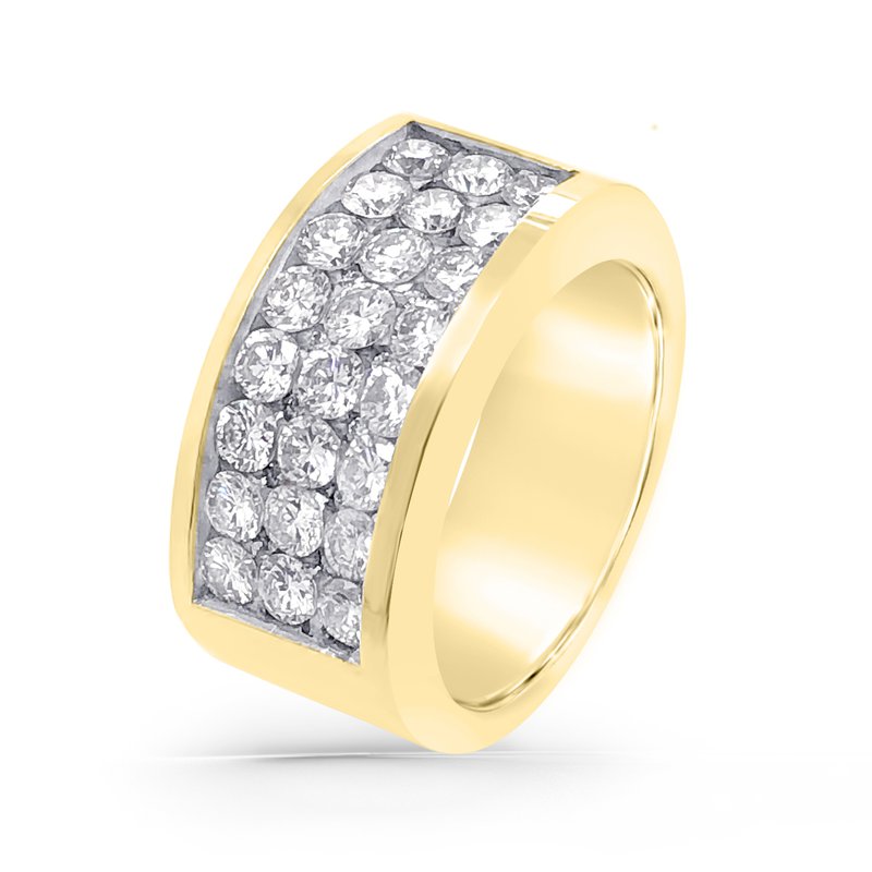 18K Yellow Three Row Round Invisible Set Band