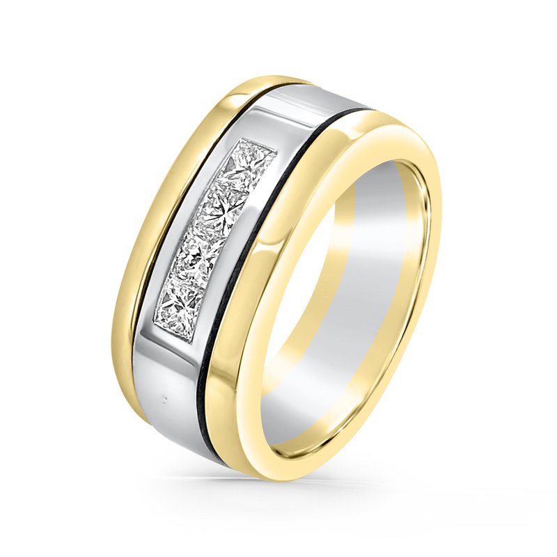 Platinum and 18K Yellow Gold Princess Diamond Band