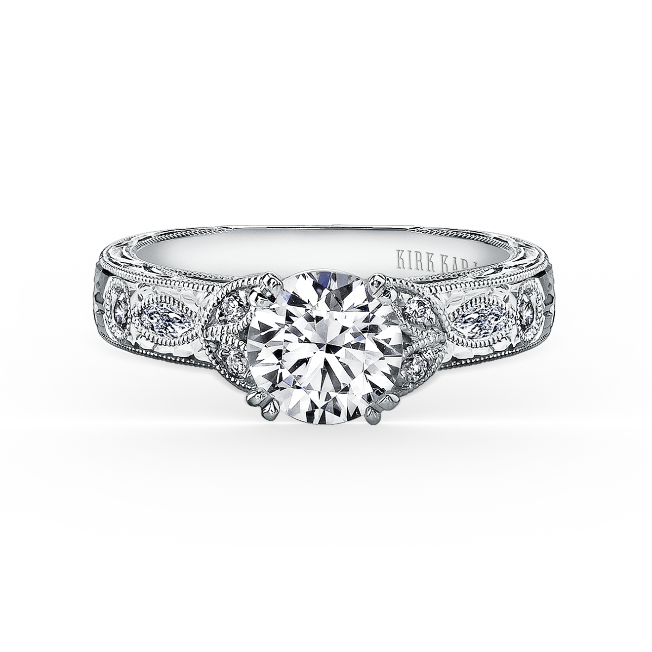 Leaf Marquise Diamond Engagement Ring