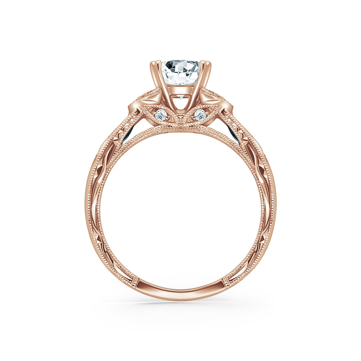 Amethyst Floral Diamond Engagement Ring