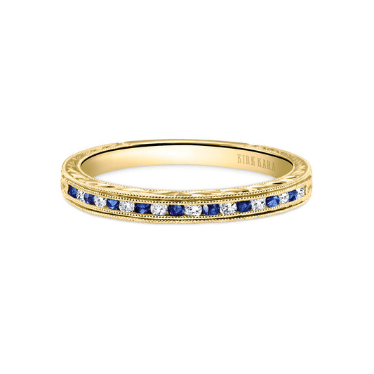 Yellow Classic Channel Sapphire Diamond Wedding Band