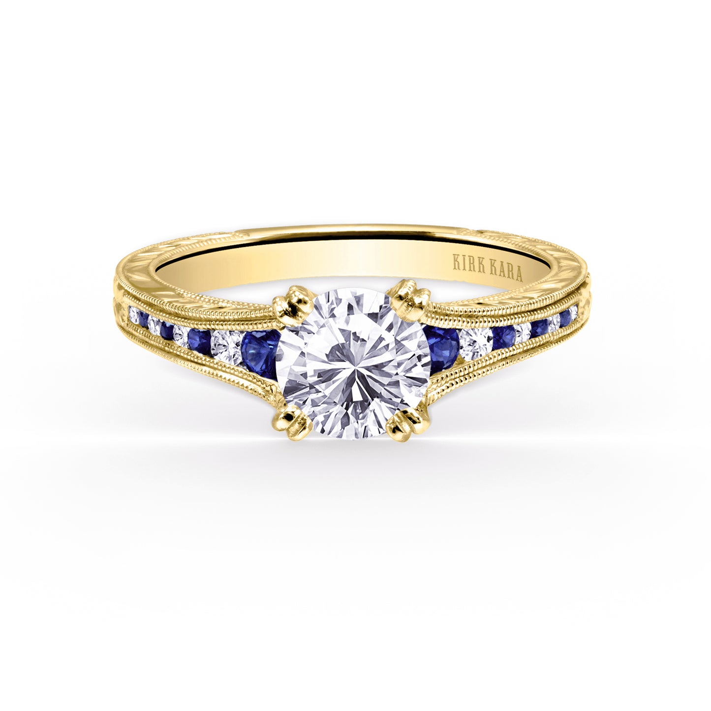 Channel Set Sapphire Diamond Engagement Ring