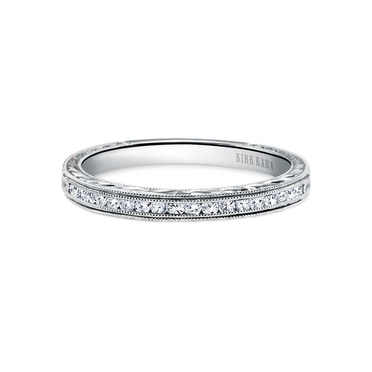 Channel Set Engraved Milgrain Diamond Wedding Band