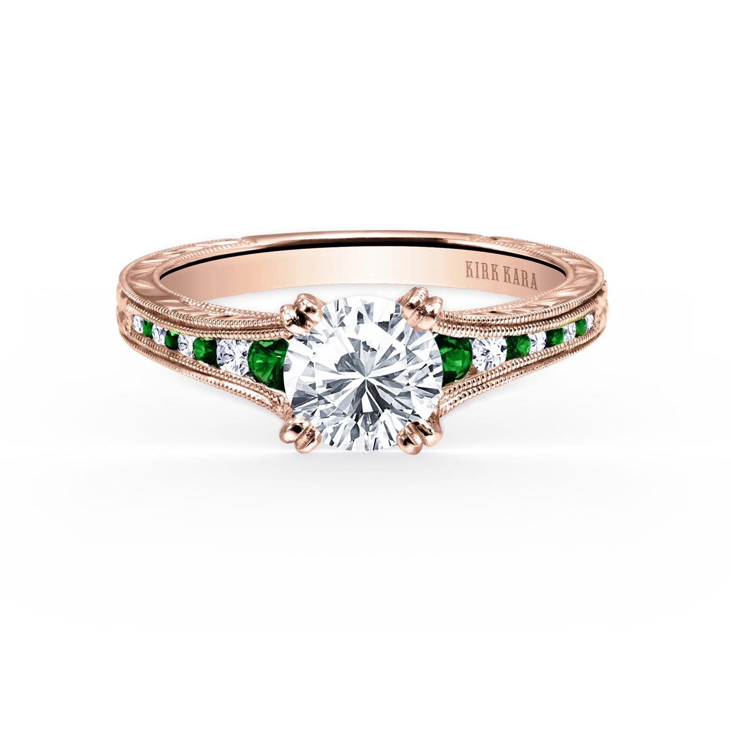 Tsavorite Channel Set Diamond Engagement Ring