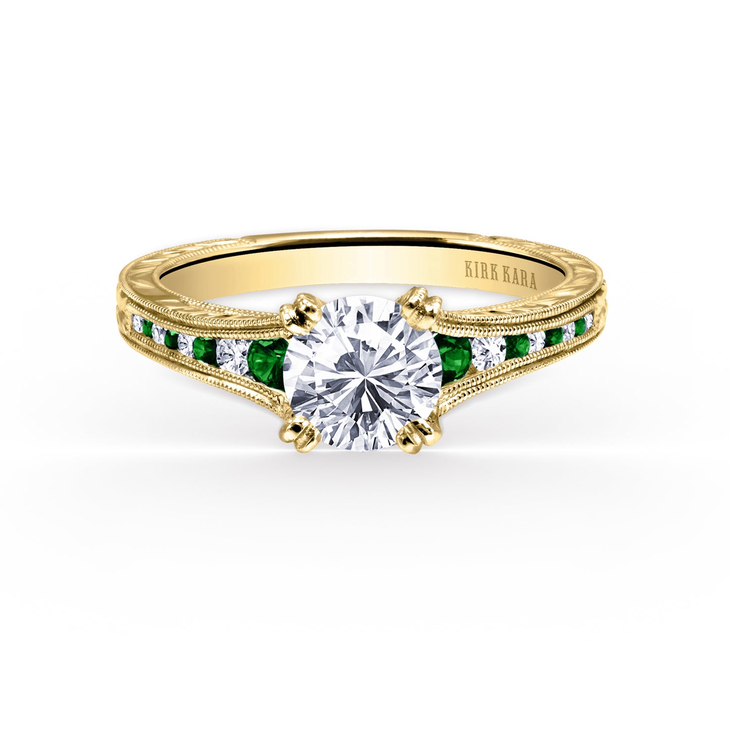 Tsavorite Channel Set Diamond Engagement Ring