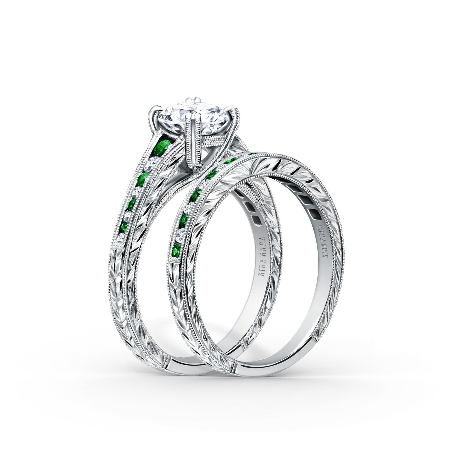 Tsavorite Channel Set Diamond Engagement Ring