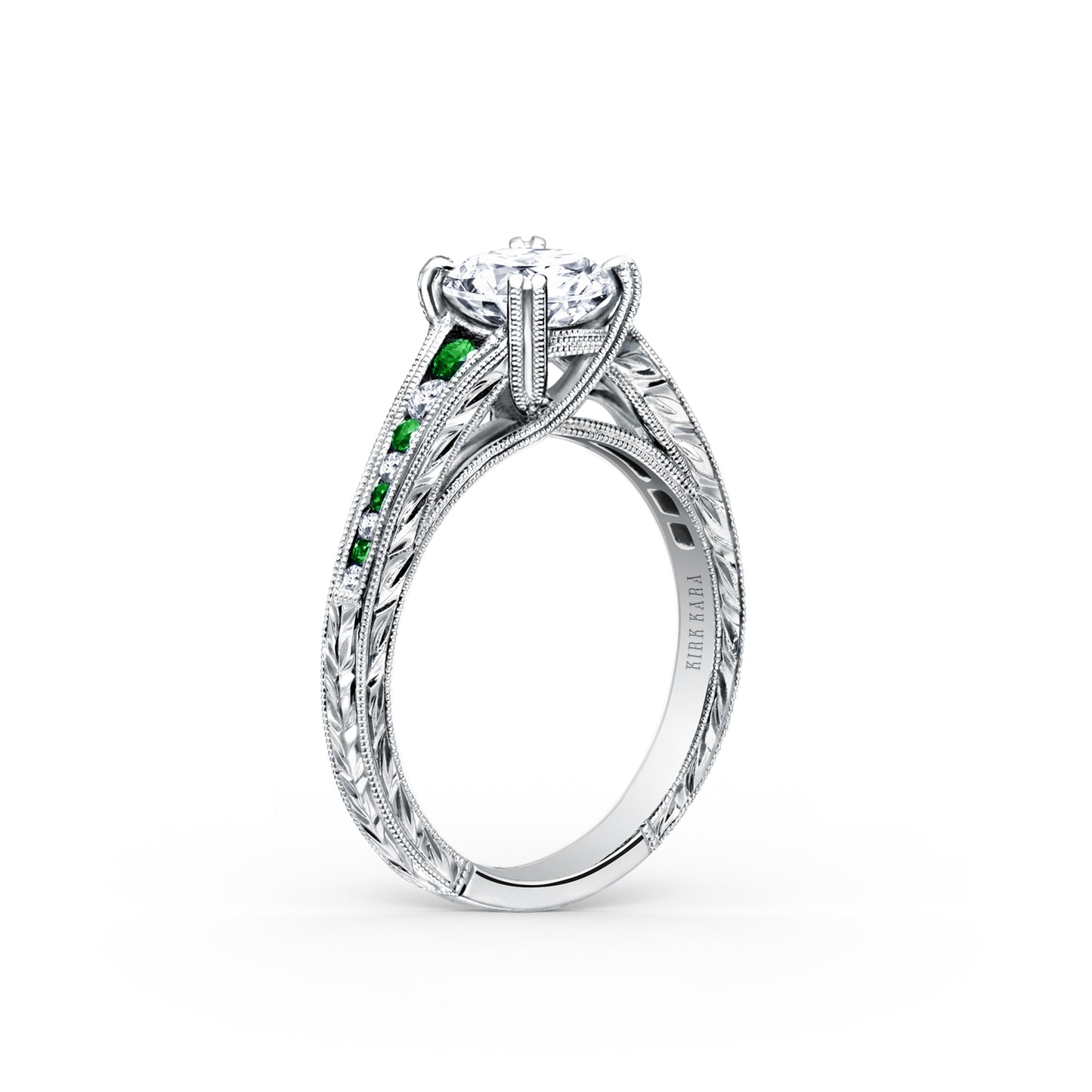 Tsavorite Channel Set Diamond Engagement Ring