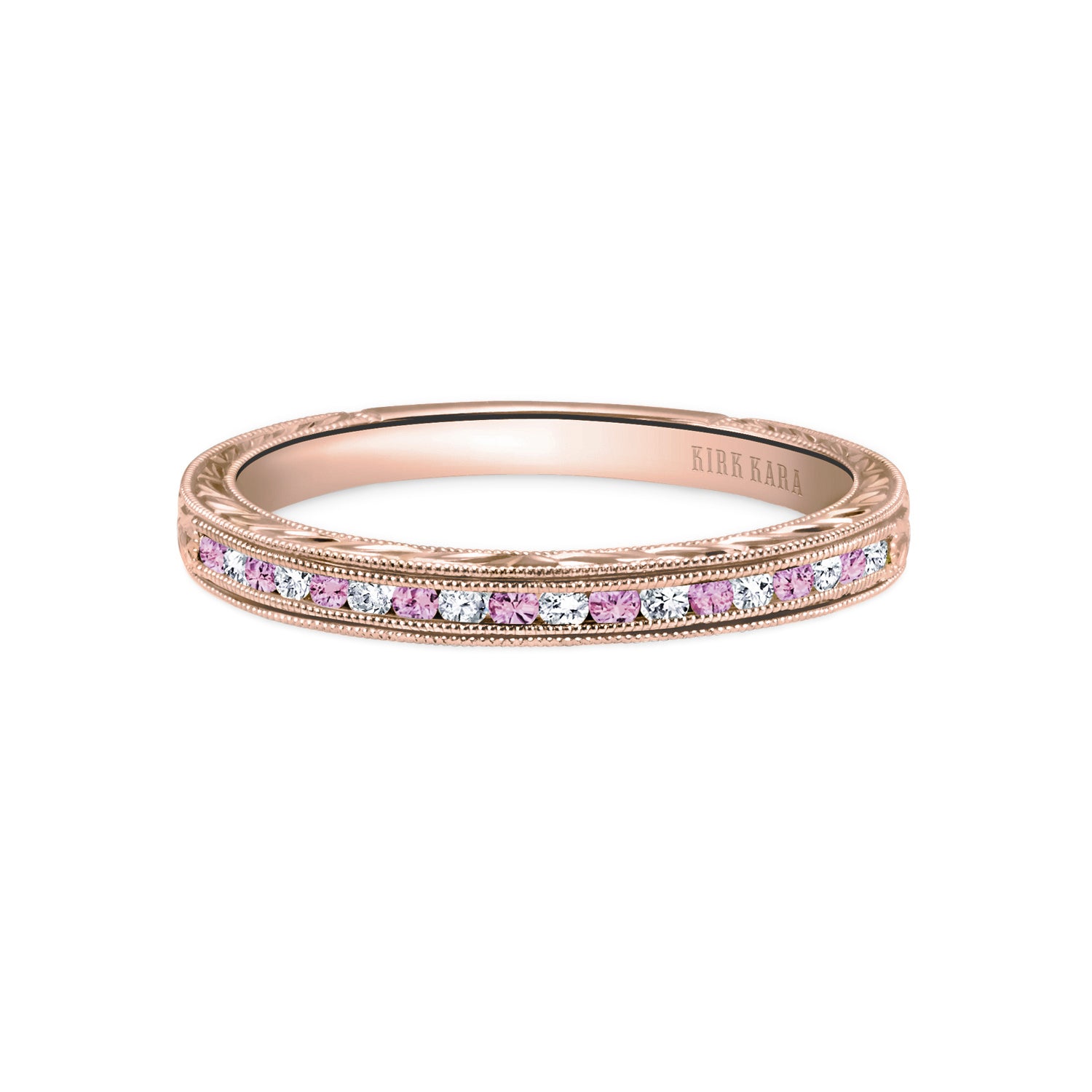 Channel Set Pink Sapphire Diamond Wedding Band – Kirk Kara