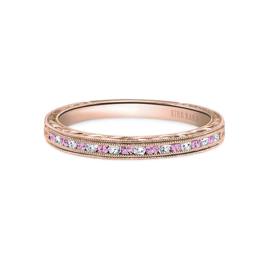 Channel Set Pink Sapphire Diamond Wedding Band