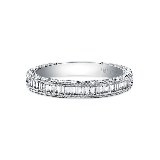 Channel Set Milgrain Baguette Diamond Wedding Band