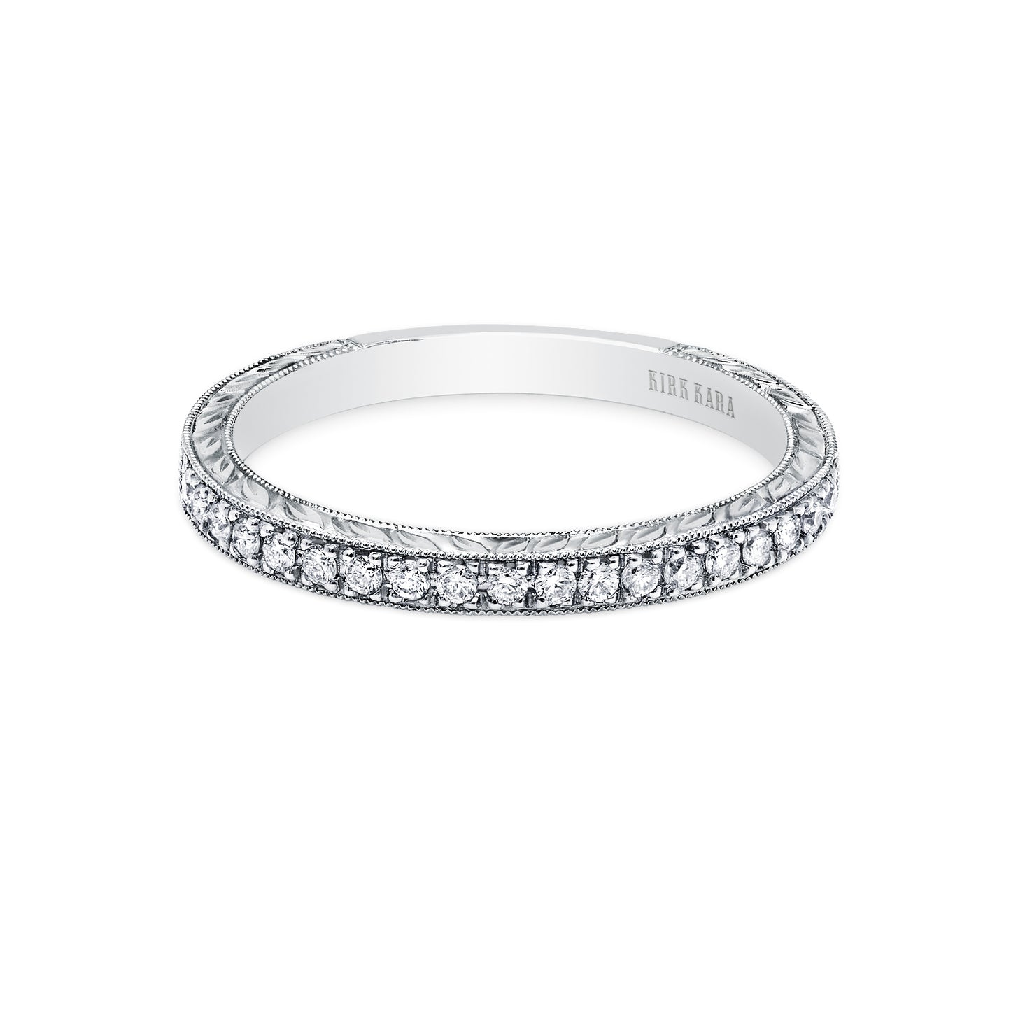 Glamorous Engraved Diamond Wedding Band