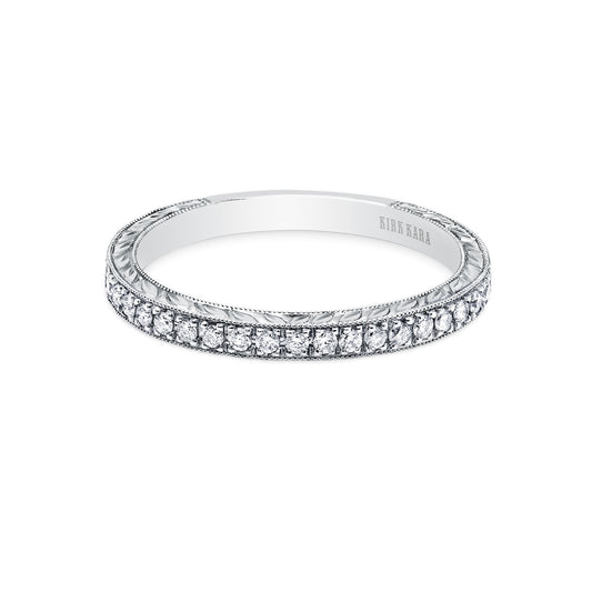 Glamorous Engraved Diamond Wedding Band