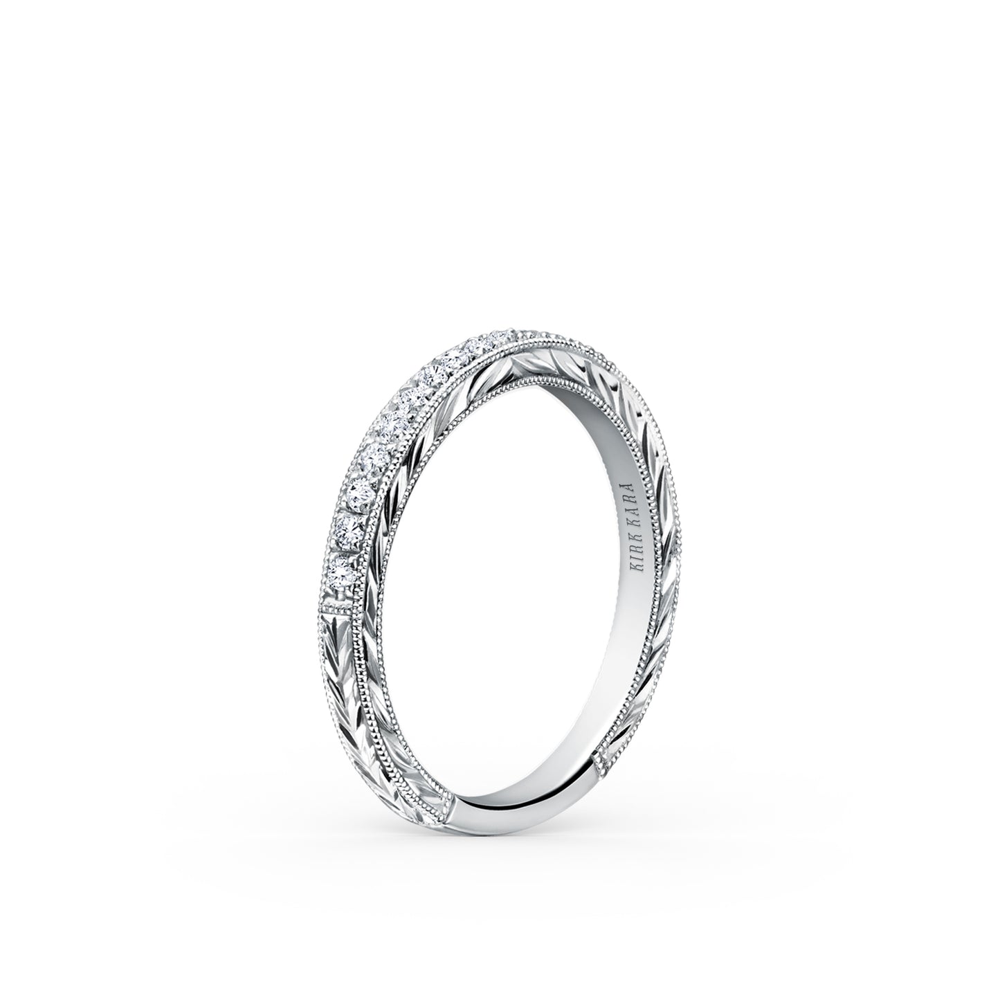 Glamorous Engraved Diamond Wedding Band