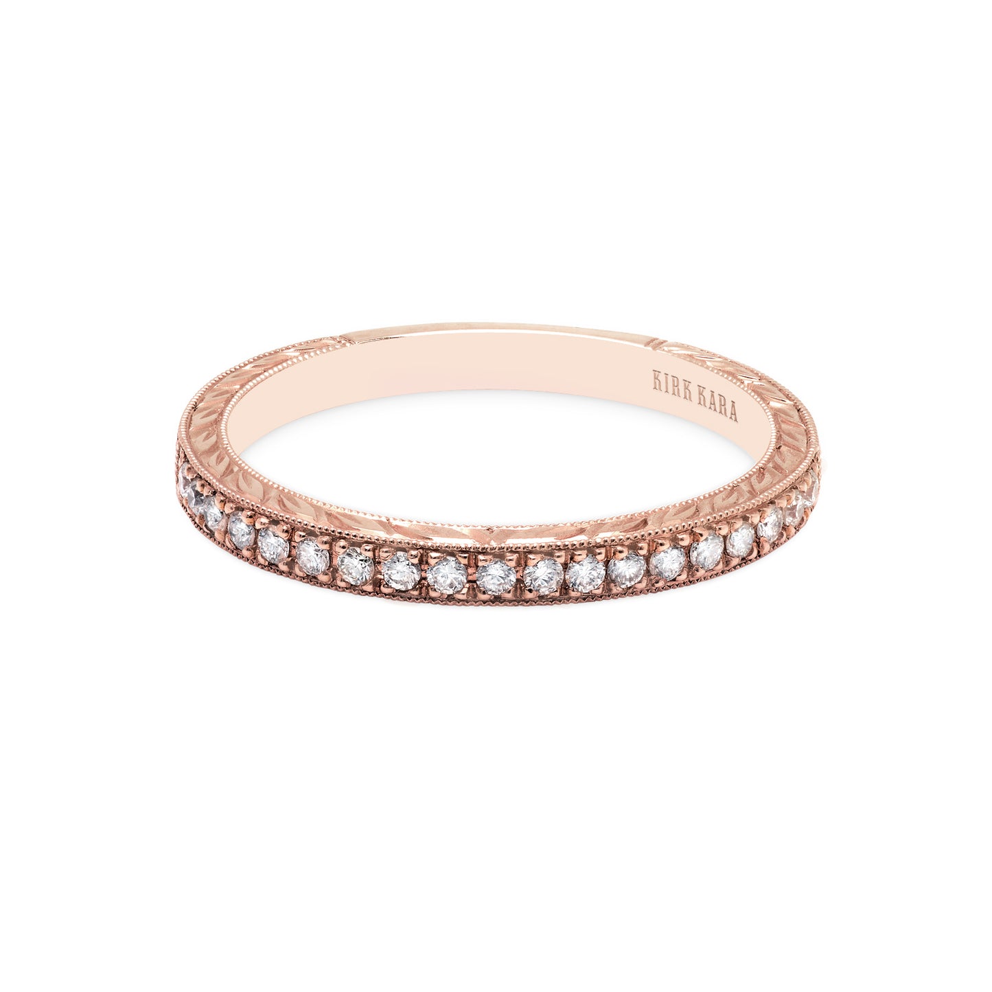 Glamorous Engraved Diamond Wedding Band