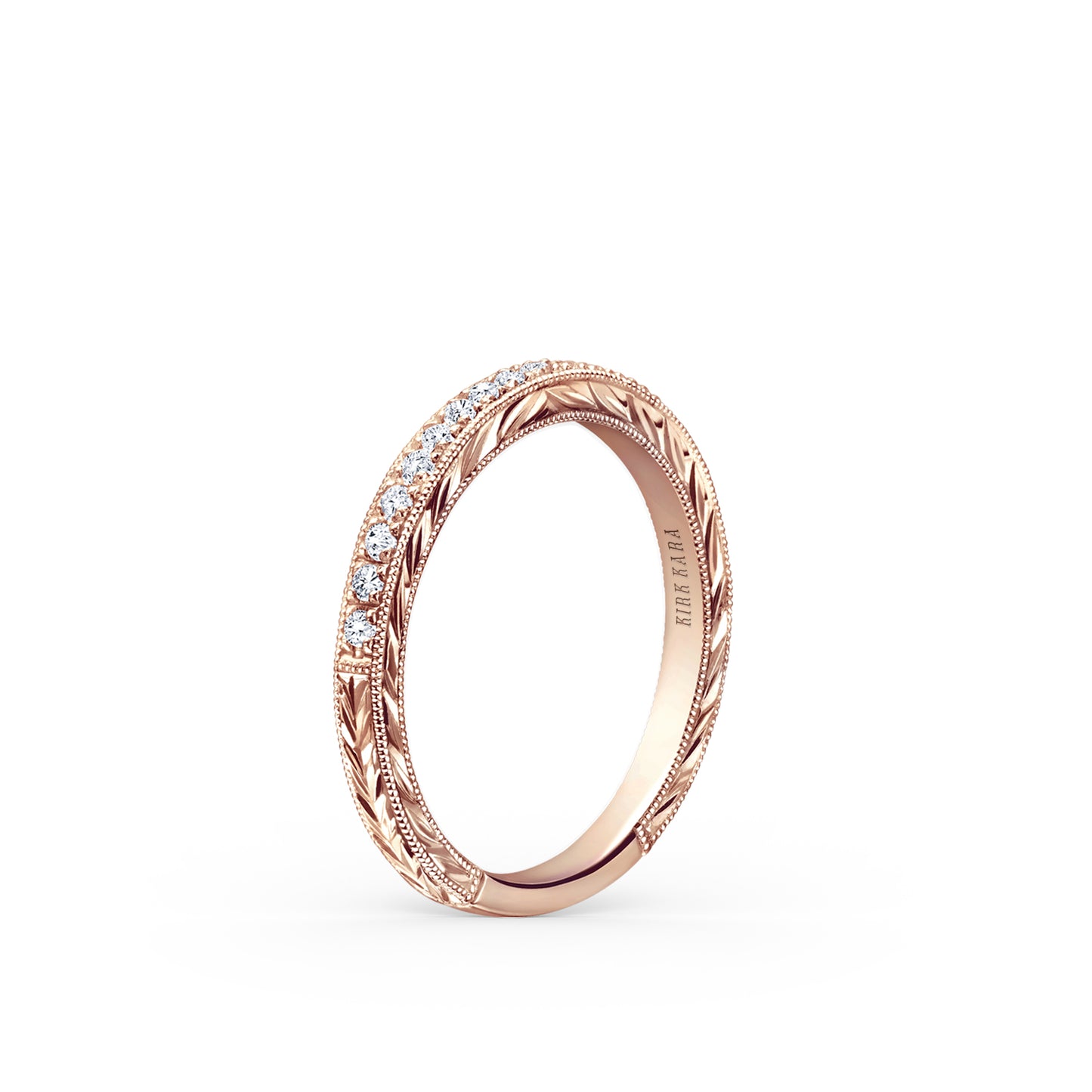Glamorous Engraved Diamond Wedding Band