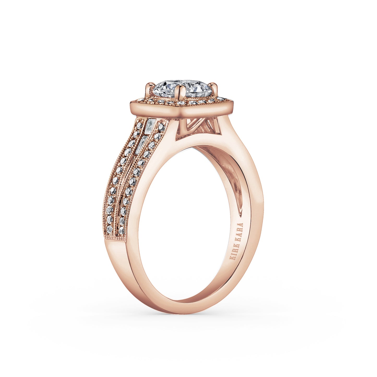 Halo Modern Baguette Diamond Engagement Ring
