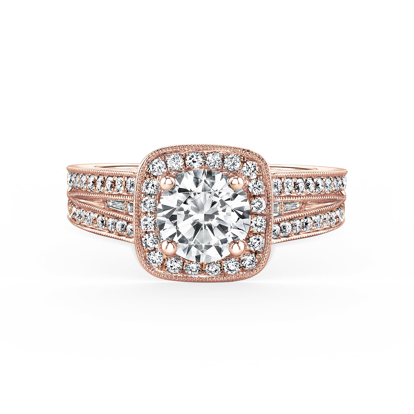Halo Modern Baguette Diamond Engagement Ring