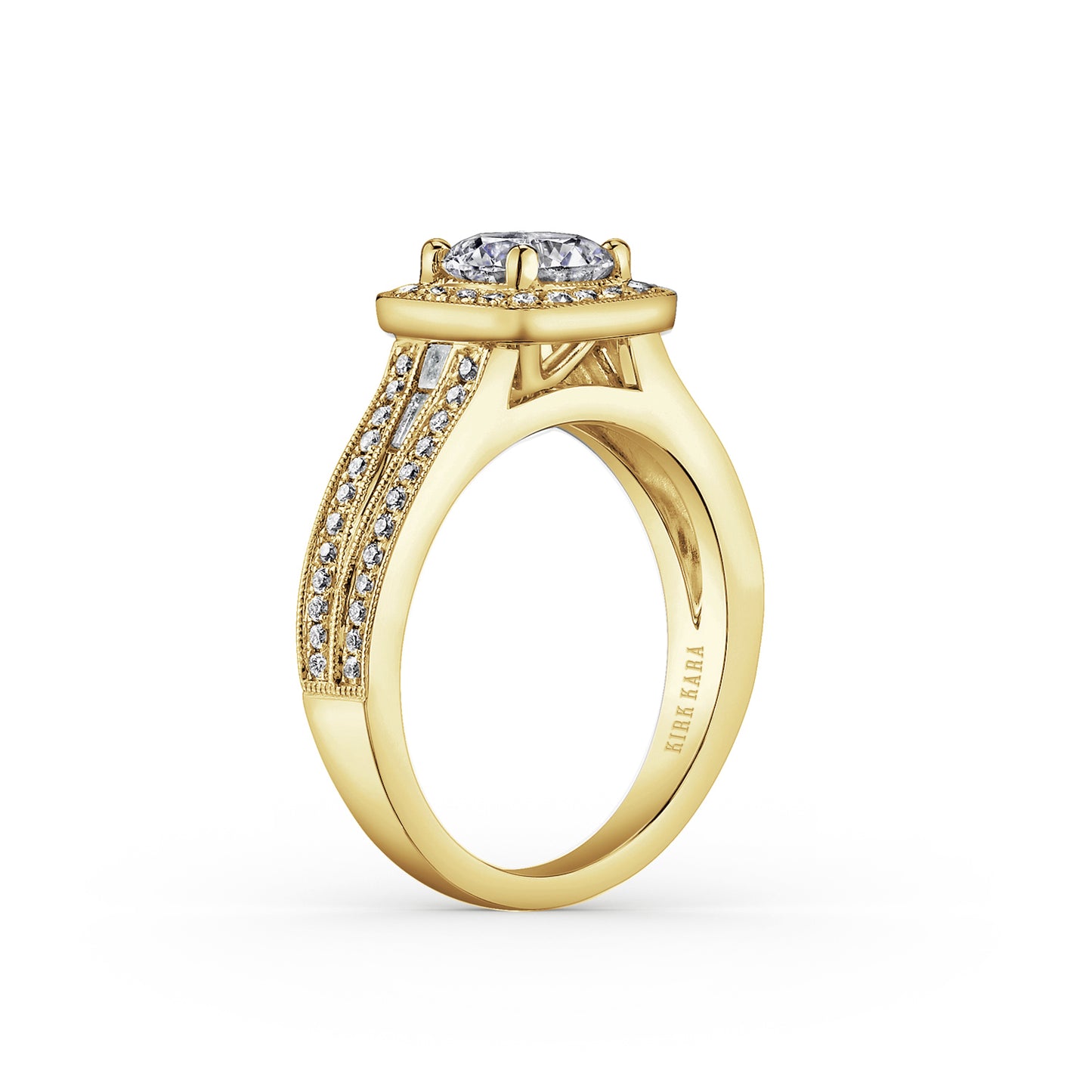 Halo Modern Baguette Diamond Engagement Ring