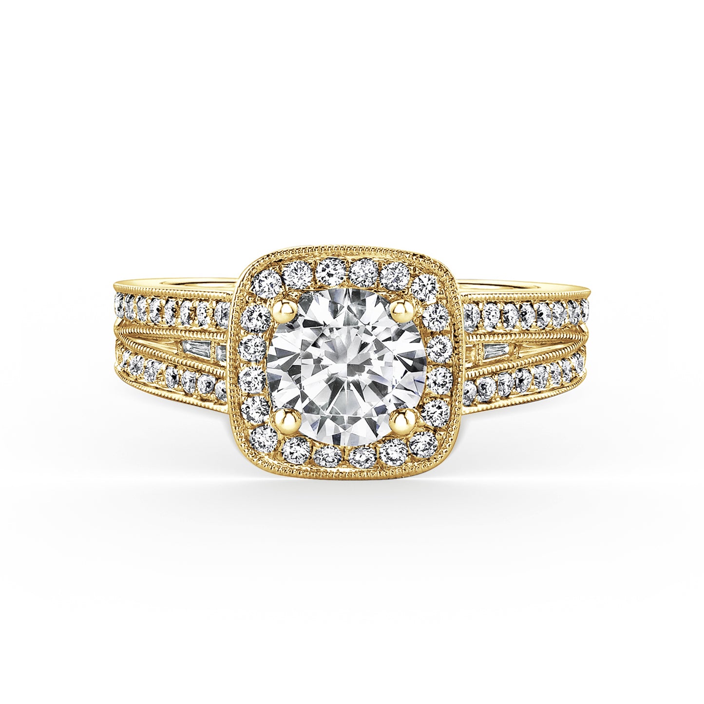 Halo Modern Baguette Diamond Engagement Ring