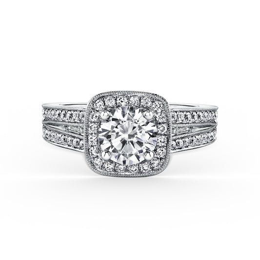 Halo Modern Baguette Diamond Engagement Ring