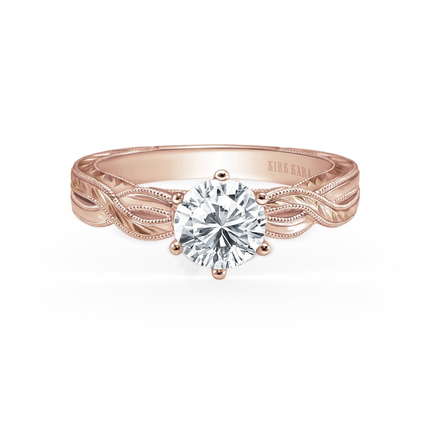 Engraved Twist Cathedral Engagement Ring