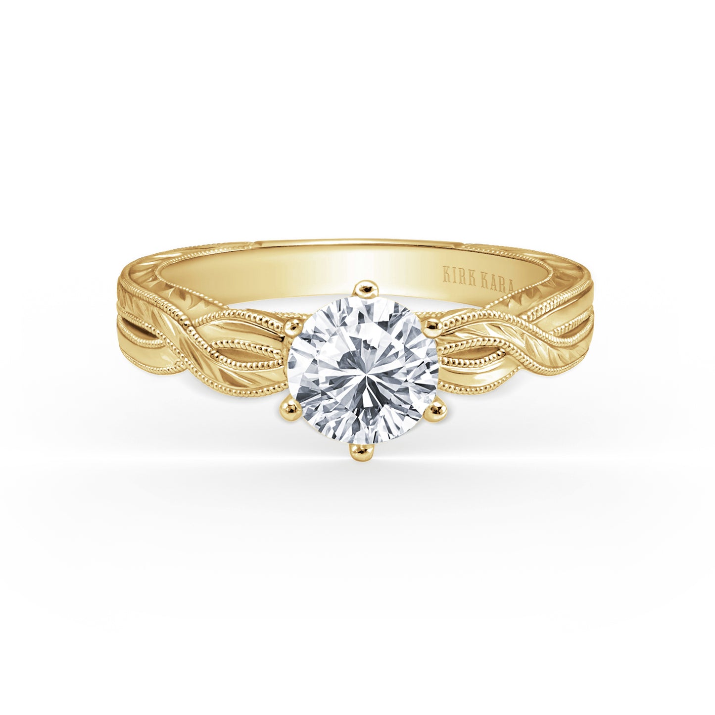 Engraved Twist Cathedral Engagement Ring