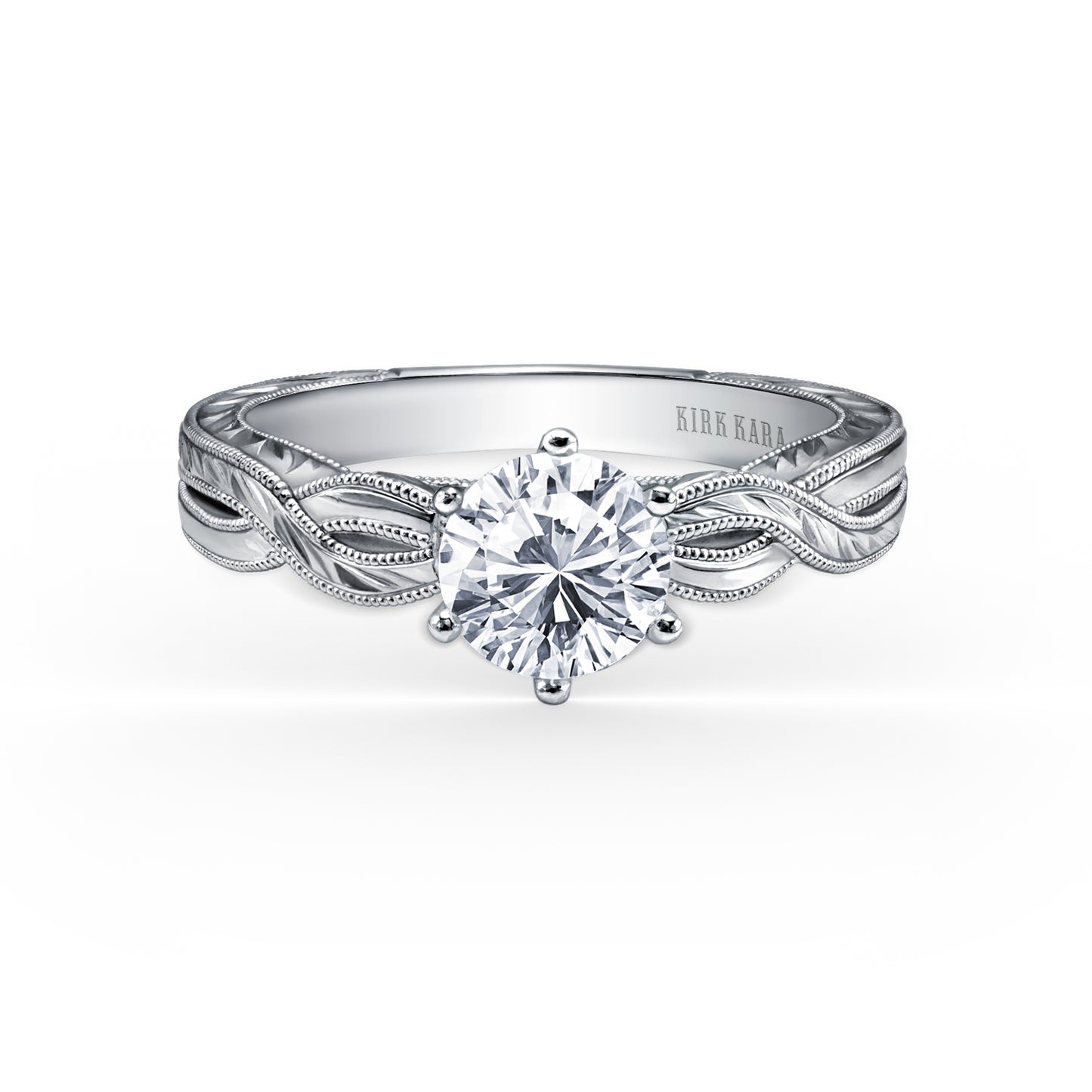 Engraved Twist Cathedral Engagement Ring