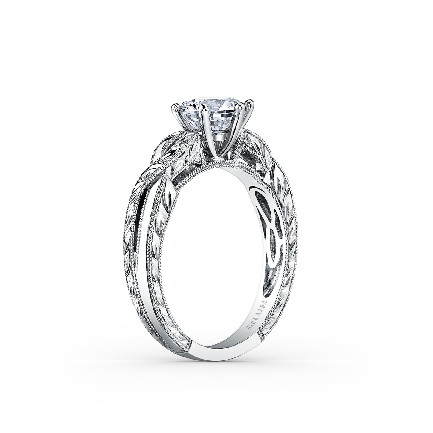 Engraved Twist Cathedral Engagement Ring