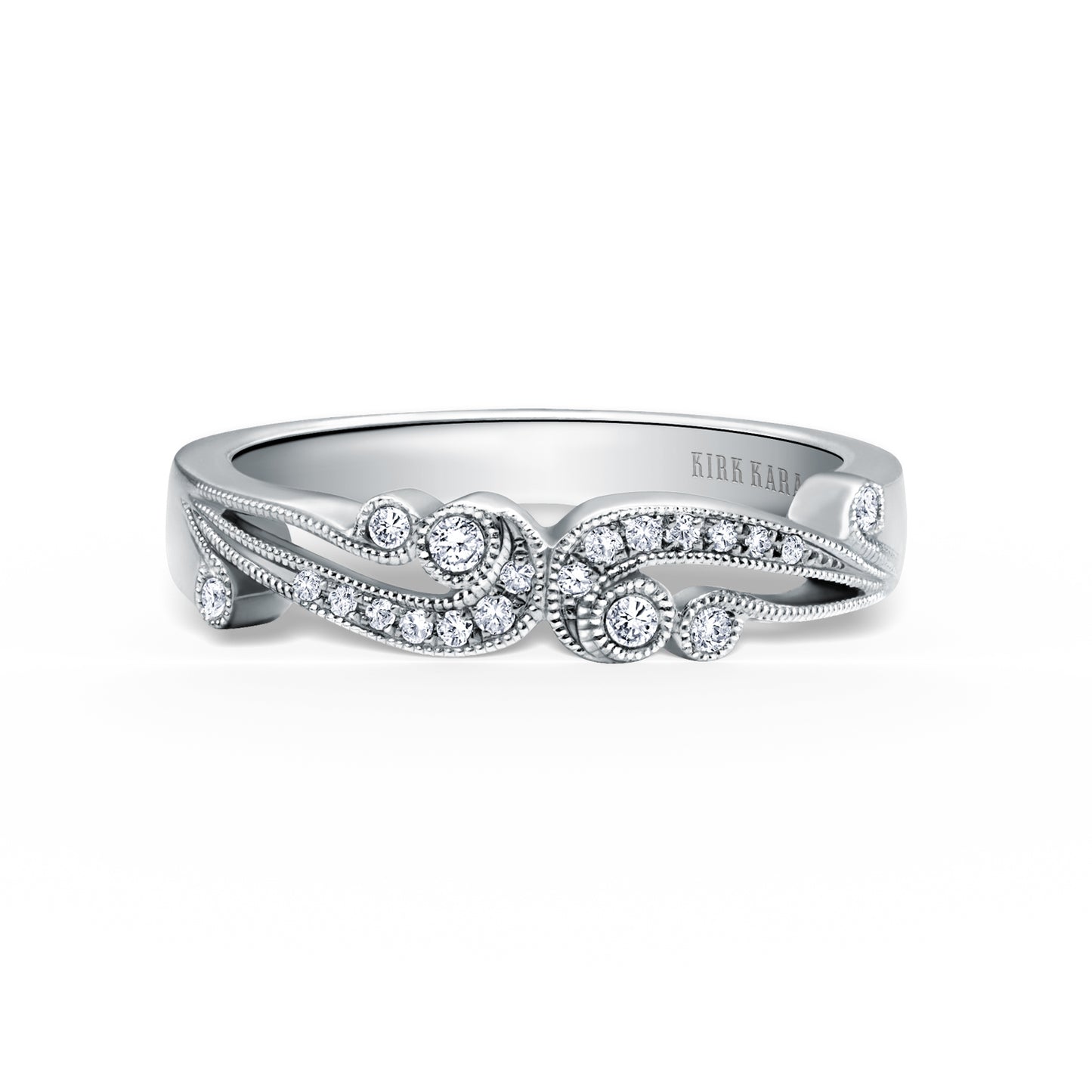 Artistic Waves Diamond Milgrain Wedding Band