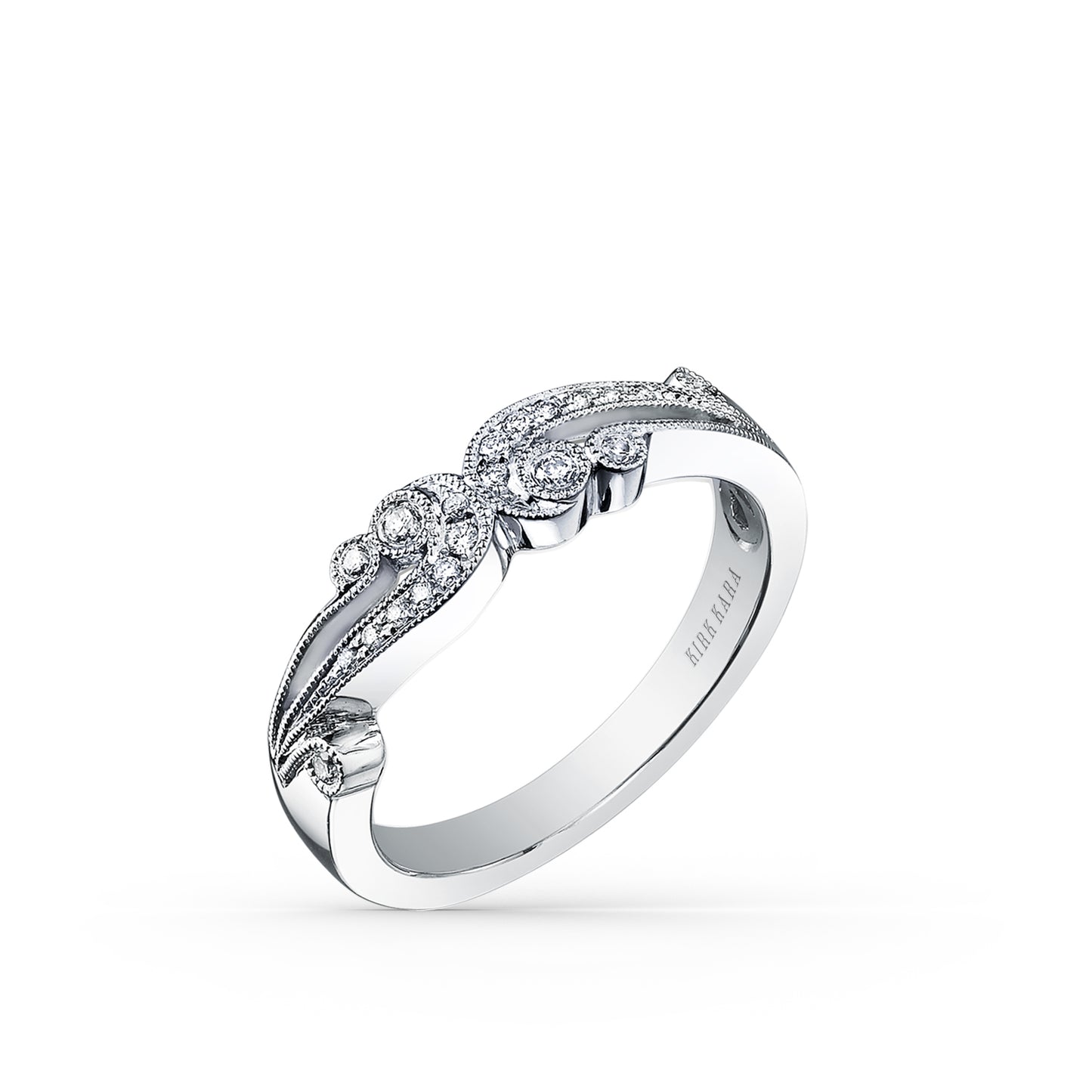 Artistic Waves Diamond Milgrain Wedding Band